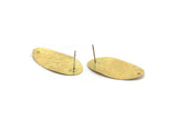 Brass Oval Earring, 8 Textured Raw Brass Oval Stud Earrings With 1 Hole (29x16x0.50mm) D0825 A6437