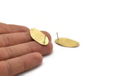 Brass Oval Earring, 8 Textured Raw Brass Oval Stud Earrings With 1 Hole (29x16x0.50mm) D0825 A6437