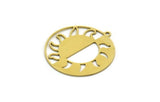 Brass Sun Charm, 6 Raw Brass Round Shaped Charms With 1 Loop, Pendants, Findings (30.5x28x0.60mm) A6419