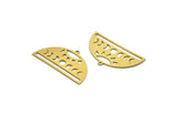 Semi Circle Charm, 4 Raw Brass Moon Phases Patterned Sun Shaped Charms With 1 Loop, Charms, Findings (20x36x0.60mm) A6420
