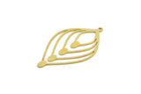 Brass Drop Charm, 4 Raw Brass Drop Shaped Charms With 1 Loop, Findings (40x23x0.60mm) A6428