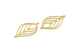 Brass Drop Charm, 4 Raw Brass Drop Shaped Charms With 1 Loop, Findings (40x23x0.60mm) A6428