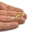 Brass Drop Charm, 4 Raw Brass Drop Shaped Charms With 1 Loop, Findings (40x23x0.60mm) A6428