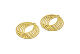 Brass Geometric Charm, 2 Raw Brass Round Charms With 1 Hole (32x30x0.60mm) A6431