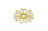 Brass Flower Charm, 4 Raw Brass Flower Shaped Charms With 1 Loop, Findings (31x30x0.60mm) A6427