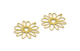 Brass Flower Charm, 4 Raw Brass Flower Shaped Charms With 1 Loop, Findings (31x30x0.60mm) A6427