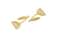 Brass Dandelion Charm, 12 Raw Brass Taraxacum Charms With 1 Loop (34x18x0.60mm) A6426