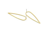Brass Drop Earring, 10 Raw Brass Drop Stud Earrings (52x15x1mm) D1282 A6218