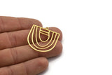 Brass D Shaped Charm, 6 Raw Brass D Shaped Charms With 1 Loop, Earrings, Findings (34x30.5x0.80mm) A6215