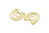 Brass D Shaped Charm, 6 Raw Brass D Shaped Charms With 2 Loops, Necklace Findings (34x30.5x0.80mm) A6214
