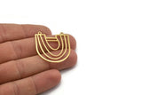 Brass D Shaped Charm, 6 Raw Brass D Shaped Charms With 2 Loops, Necklace Findings (34x30.5x0.80mm) A6214