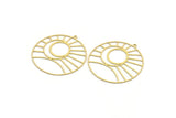 Brass Sun Charm, 6 Raw Brass Round Shaped Charms With 1 Loop, Crescent Moon Charm, Pendants, Findings (44x42x0.60mm) A6247