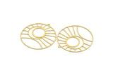 Brass Sun Charm, 6 Raw Brass Round Shaped Charms With 1 Loop, Crescent Moon Charm, Pendants, Findings (44x42x0.60mm) A6247