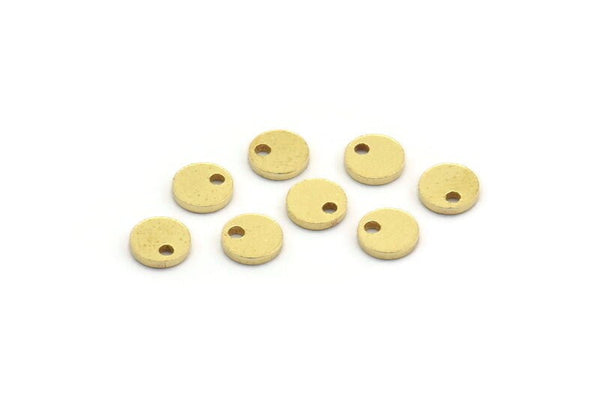 Brass Stamping Tag, 100 Raw Brass Tiny Round Charms With 1 Hole (6x1mm) A6213