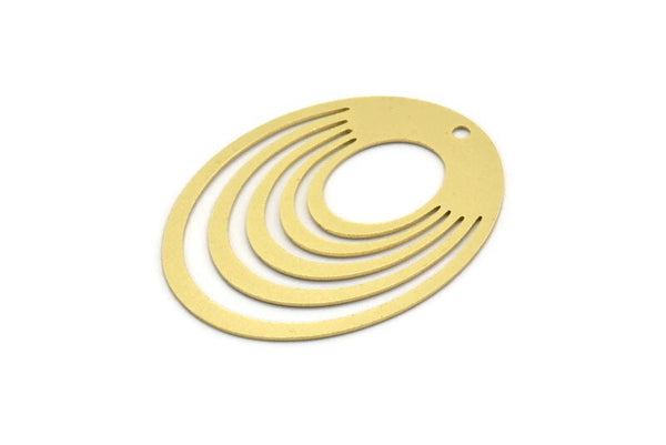 Pirinç Oval Charm, 1 Delikli 4 Ham Pirinç Oval Charm, Küpe Charm'ları (44x33x0,60 mm) A6243
