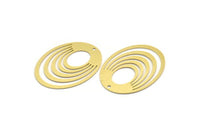 Pirinç Oval Charm, 1 Delikli 4 Ham Pirinç Oval Charm, Küpe Charm'ları (44x33x0,60 mm) A6243