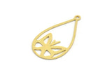Brass Butterfly Charm, 10 Raw Brass Drop Shaped Charms With 1 Loop, Findings (35x19x0.60mm) A6201