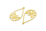 Brass Butterfly Charm, 10 Raw Brass Drop Shaped Charms With 1 Loop, Findings (35x19x0.60mm) A6201