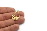 Brass Butterfly Charm, 10 Raw Brass Drop Shaped Charms With 1 Loop, Findings (35x19x0.60mm) A6201