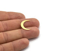 Brass Moon Blank, 24 Raw Brass Crescent Moon Shaped Blanks, Findings (19x4x0.60mm) A6226
