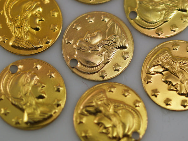 20 Vintage Aliminum Coin Charms 15 Mm