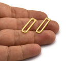D Shape Rings - 24 Raw Brass D Shape Charms With 1 Hole (27x6.5x1mm) A6194