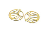 Brass Round Charm, 4 Raw Brass Sun And Crescent Moon Shaped Charms With 1 Loop, Charm Pendants (32x30x0.60mm) A6277