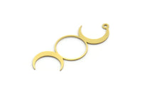 Brass Moon Charm, 8 Raw Brass Crescent Moon Charms With 1 Loop, Findings (43x15x0.60mm) A6289