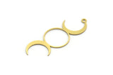 Brass Moon Charm, 8 Raw Brass Crescent Moon Charms With 1 Loop, Findings (43x15x0.60mm) A6289