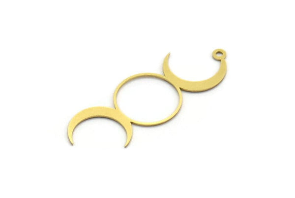 Brass Moon Charm, 8 Raw Brass Crescent Moon Charms With 1 Loop, Findings (43x15x0.60mm) A6289