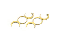 Brass Moon Charm, 8 Raw Brass Crescent Moon Charms With 1 Loop, Findings (43x15x0.60mm) A6289