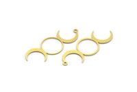 Brass Moon Charm, 8 Raw Brass Crescent Moon Charms With 1 Loop, Findings (43x15x0.60mm) A6289