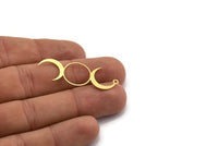 Brass Moon Charm, 8 Raw Brass Crescent Moon Charms With 1 Loop, Findings (43x15x0.60mm) A6289
