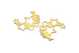 Brass Moon Charm, 4 Raw Brass Crescent Moon And Star Shaped Charms With 1 Loop, Findings (37x29x0.60mm) A6291