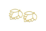 Brass Flower Charm, 4 Raw Brass Lotus Flower Charms With 1 Loop, Findings (32x29x0.60mm) A6298