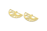 Semi Circle Charm, 6 Raw Brass Crescent Moon And Sun Charms With 1 Loop, Findings (18x30x0.60mm) A6288