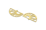 Semi Circle Charm, 6 Raw Brass Crescent Moon And Sun Charms With 1 Loop, Findings (18x30x0.60mm) A6288