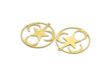 Brass Moon Charm, 4 Raw Brass Round Shaped Charms With 1 Loop, Star Charms, Crescent Moon Charms, Findings (32x30x0.60mm) A6276