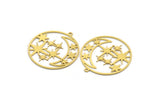 Brass Moon Charm, 2 Raw Brass Round Shaped Charms With 1 Loop, Star Charms, Crescent Moon Charms, Findings (37x34x0.60mm) A6285