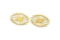 Brass Sun Charm, 2 Raw Brass Moon Phases Charms, Charms, Findings (40x33x0.60mm) A6283