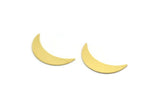 Brass Moon Blank, 12 Raw Brass Crescent Moon Shaped Blanks, Findings (25x6x0.60mm) A6268
