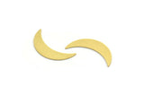 Brass Moon Blank, 12 Raw Brass Crescent Moon Shaped Blanks, Findings (25x6x0.60mm) A6268