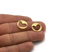 Brass Round Charm, 24 Raw Brass Heart Charms, Pendants, Findings (16x1mm) A6273