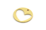 Brass Round Charm, 24 Raw Brass Heart Charms With 1 Hole, Pendants, Findings (16x1mm) A6274