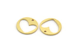 Brass Round Charm, 24 Raw Brass Heart Charms With 1 Hole, Pendants, Findings (16x1mm) A6274