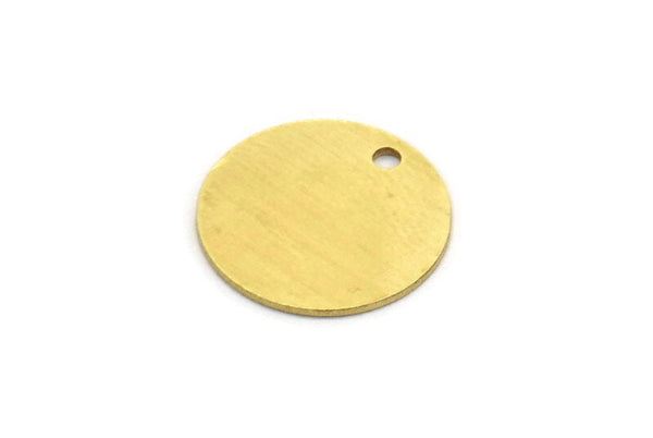 Brass Stamping Tag, 12 Raw Brass Round Charms With 1 Hole (15x0.60mm) A6296