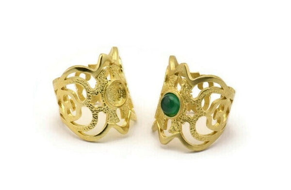 Brass Ring Setting, Raw Brass Duke Ring With 1 Stone Setting - Pad Size 6mm N1802