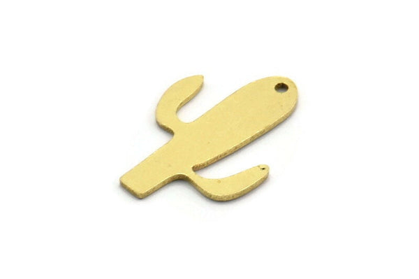 Brass Cactus Charm, 24 Raw Brass Cactus Charms With 1 Hole (21x14.5x0.80mm) A5142