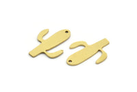 Brass Cactus Charm, 24 Raw Brass Cactus Charms With 1 Hole (21x14.5x0.80mm) A5142
