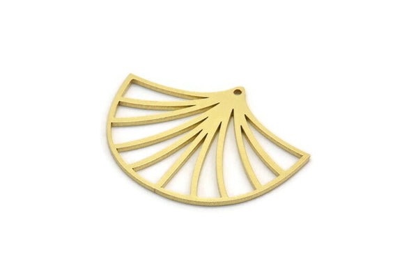 Brass Shell Charm, 4 Raw Brass Sea Shell Shaped Charms With 1 Hole, Earring Findings (27x35x1mm) A6464